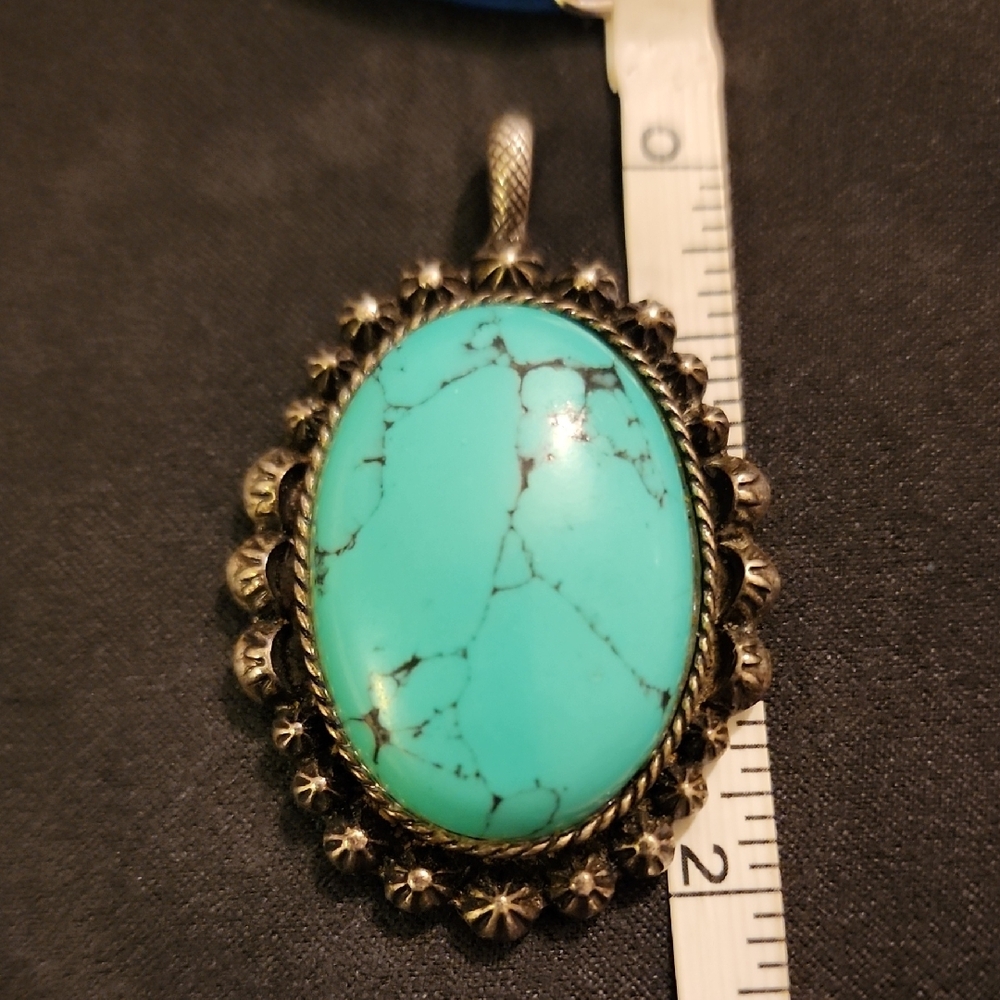 Lucky Brand Blue and Silver Pendant with Faux Turquoise Stone - Picture 2 of 6
